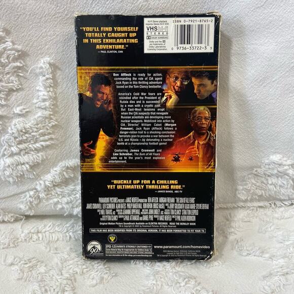 VTG THE SUM OF ALL FEARS VHS Tape hi-fi Stereo Dolby Surround ISBN 0792187652 - Picture 2 of 5